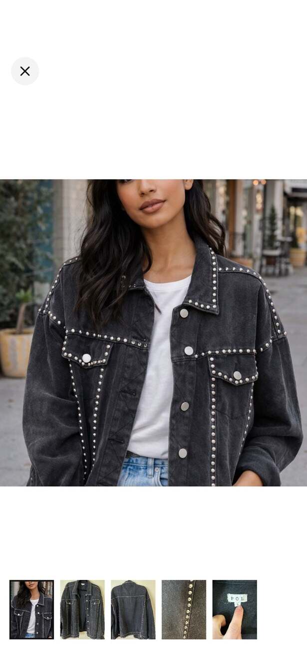 POL Studded Black Denim Jacket | Western Chic Oversized | Ladies Medium - Picture 10 of 10